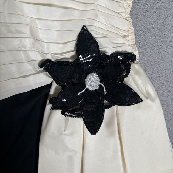 Vntg Lillie Rubin Strapless Pencil Dress Black Cream Size XXS Prom Gown Glamor - Picture 6 of 16